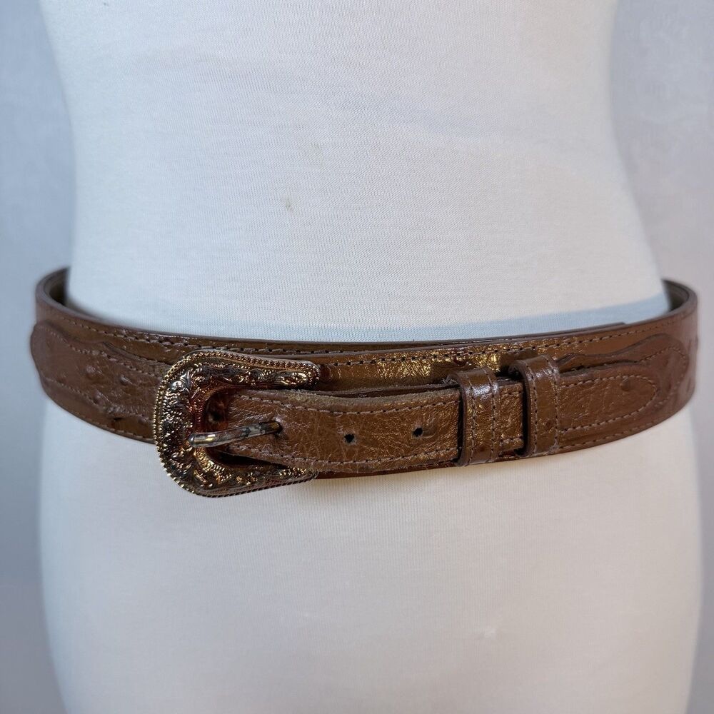 Vintage Nocona sz 34 Brown Ostrich Western Ranger Belt